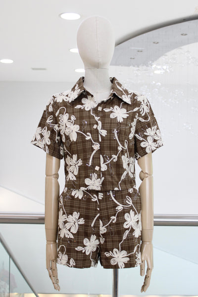 Conjunto de short y camisa café