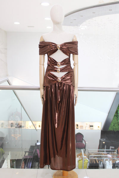 Vestido metálico café