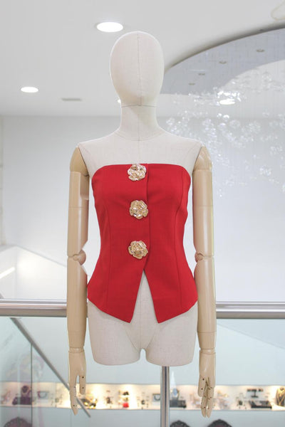 Blusa roja strapless