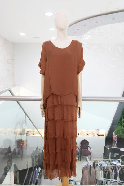 Vestido seda italiana terracota