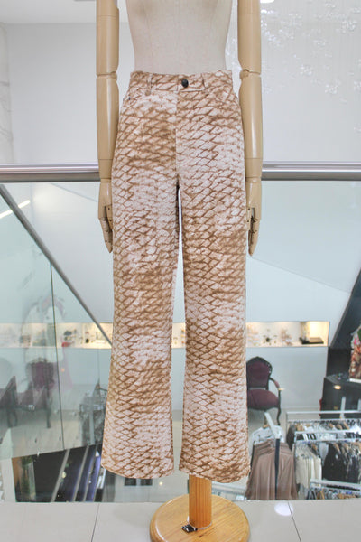 Pantalón print café y beige