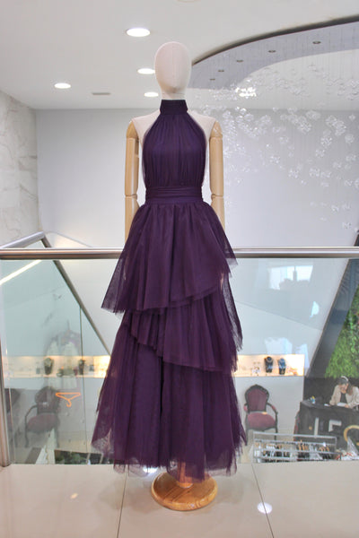 Vestido largo tul morado