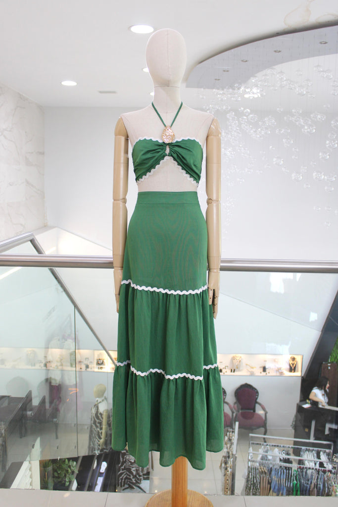 Conjunto verde top y falda