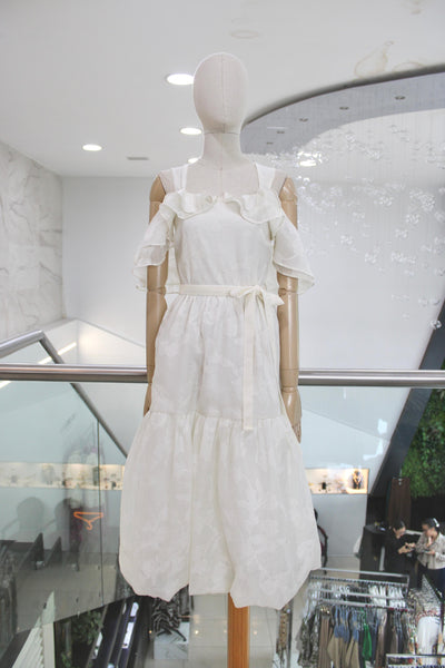 Vestido midi beige claro