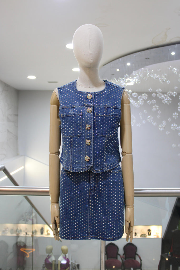 Conjunto denim brillos 50/30%