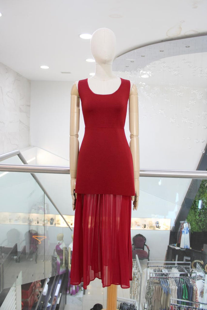 Vestido vino plisado