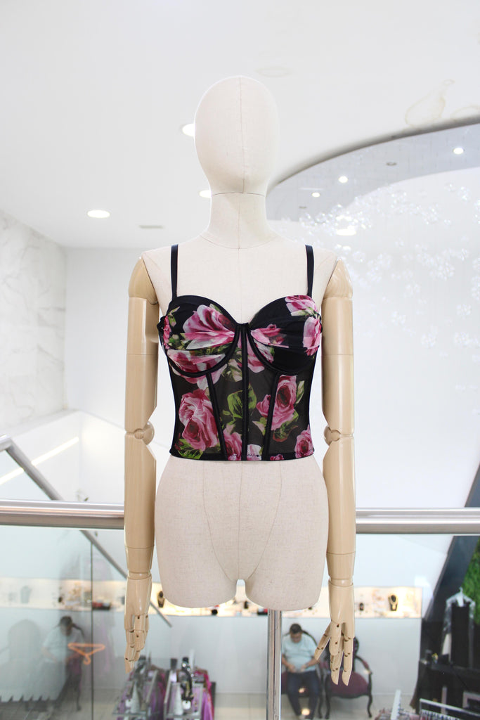 Corset negro floral