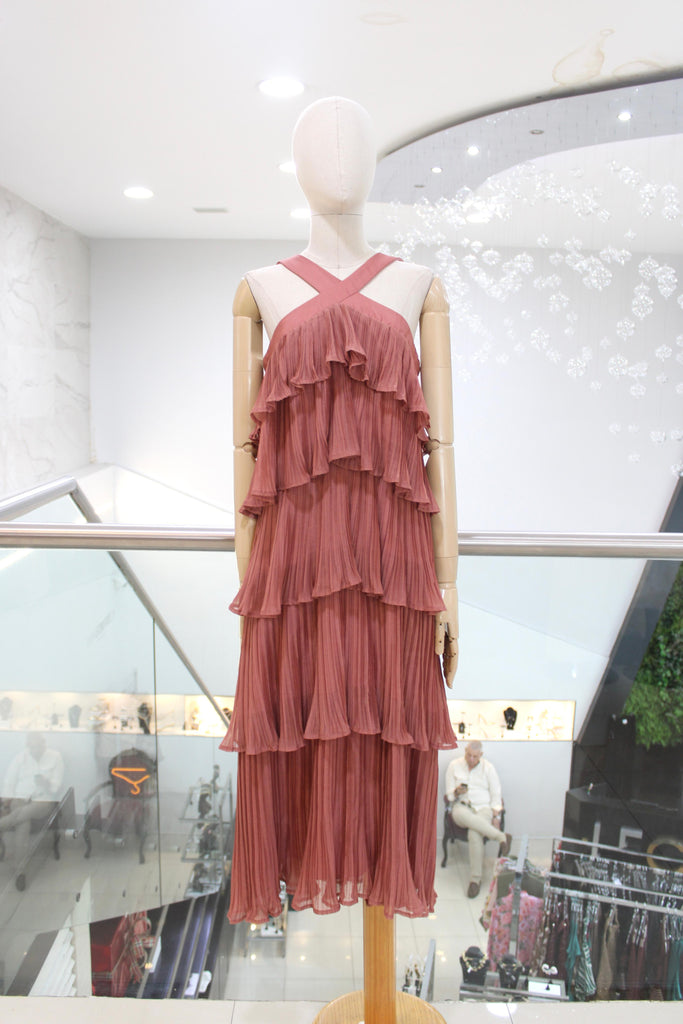 Vestido midi rosa