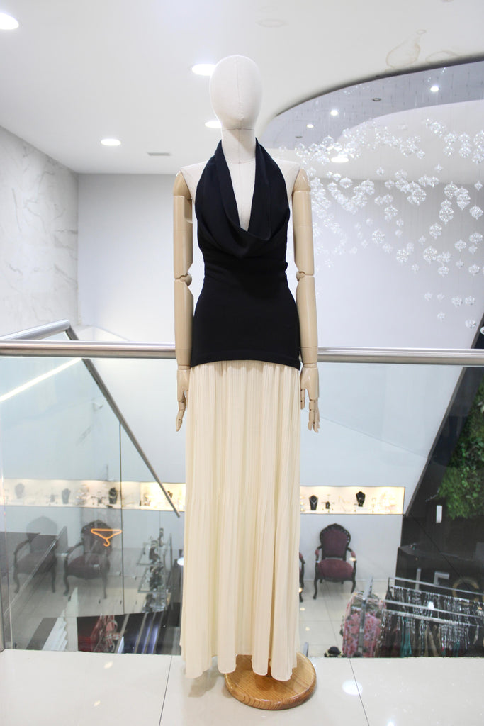 Vestido halter bicolor