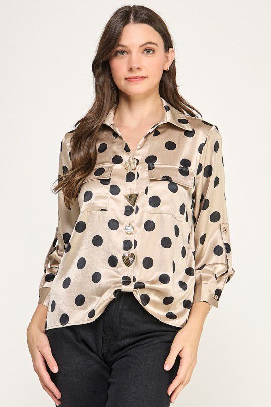 Blusa beige polka dots
