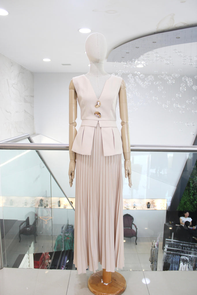 Conjunto plisado beige