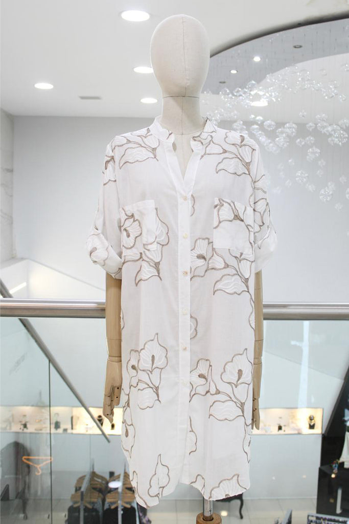 Vestido batita floral beige