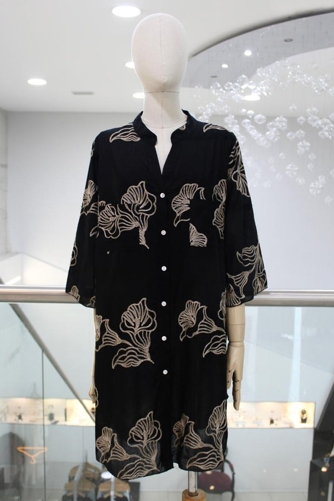 Vestido batita negro floral