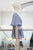 Blusa lino azul claro