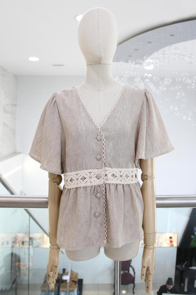 Blusa lino café claro