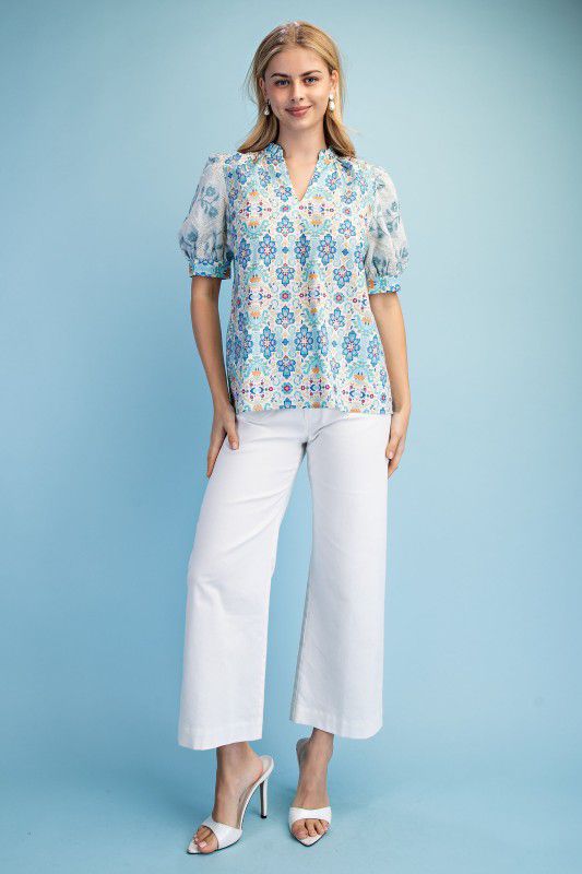 Blusa estampada azul