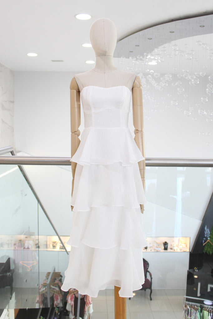 Vestido strapless blanco