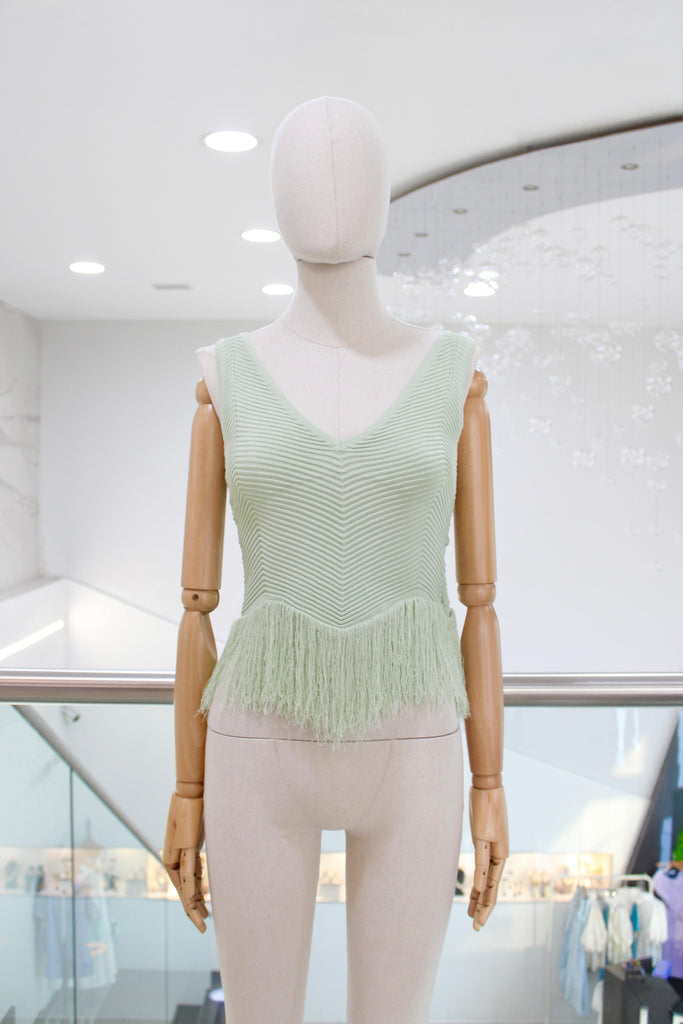 Blusa flecos menta