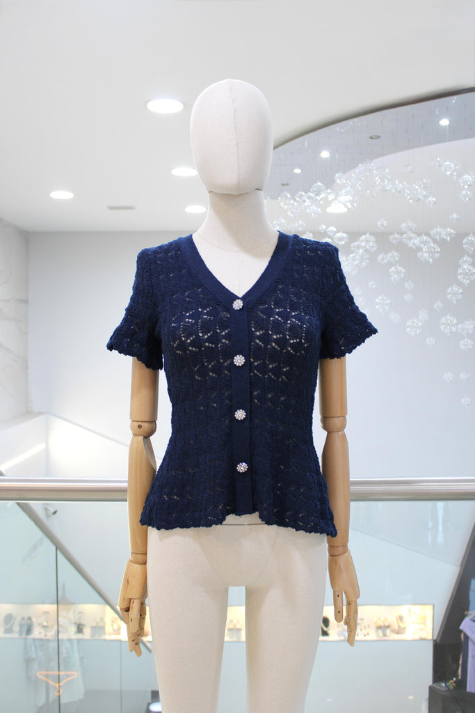 Blusa tejida azul marino