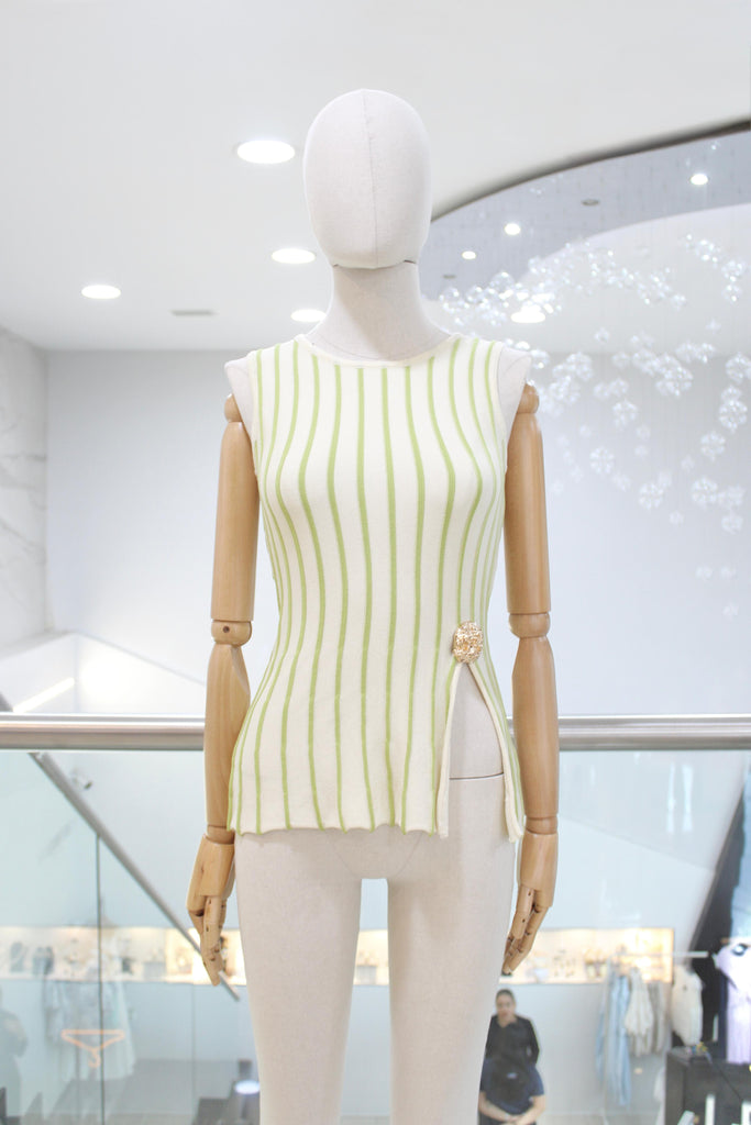 Blusa beige con verde