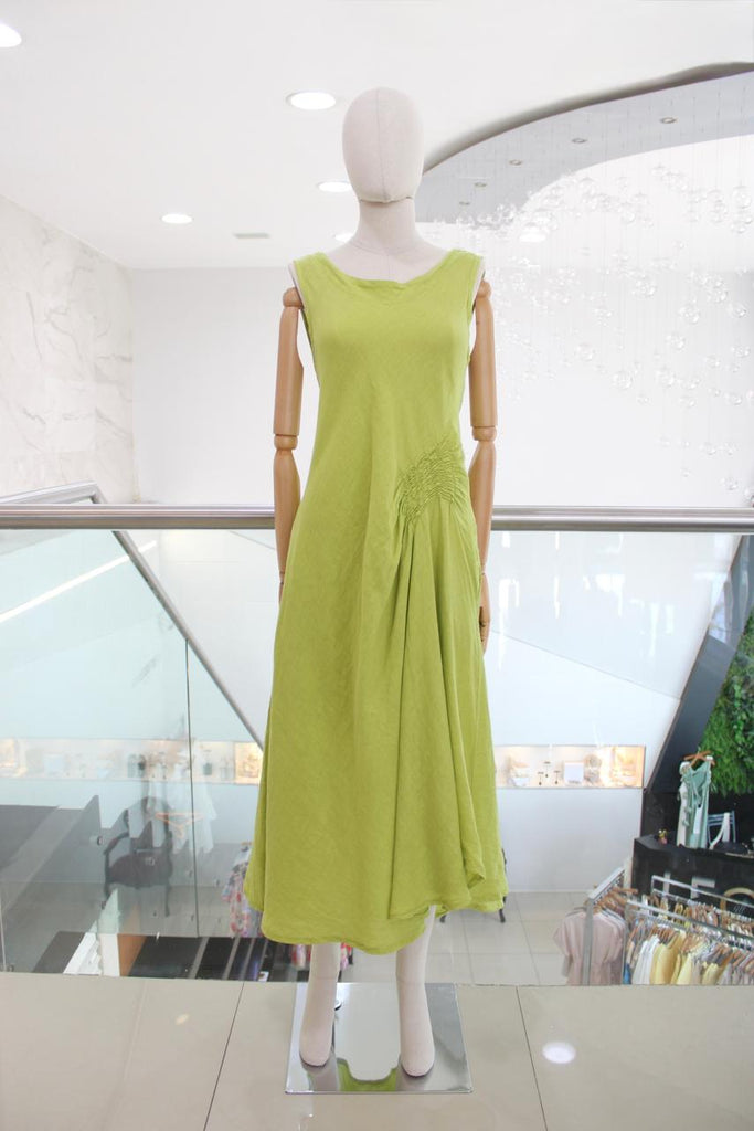 Vestido lino verde lima