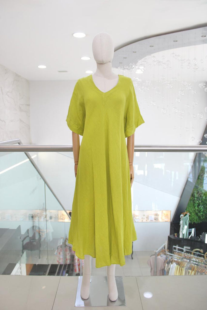Vestido lino verde lima