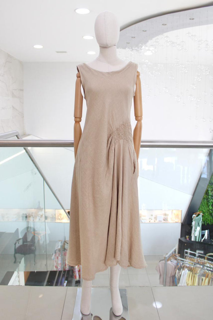 Vestido lino beige
