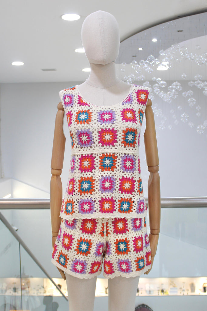 Conjunto tejido multicolor