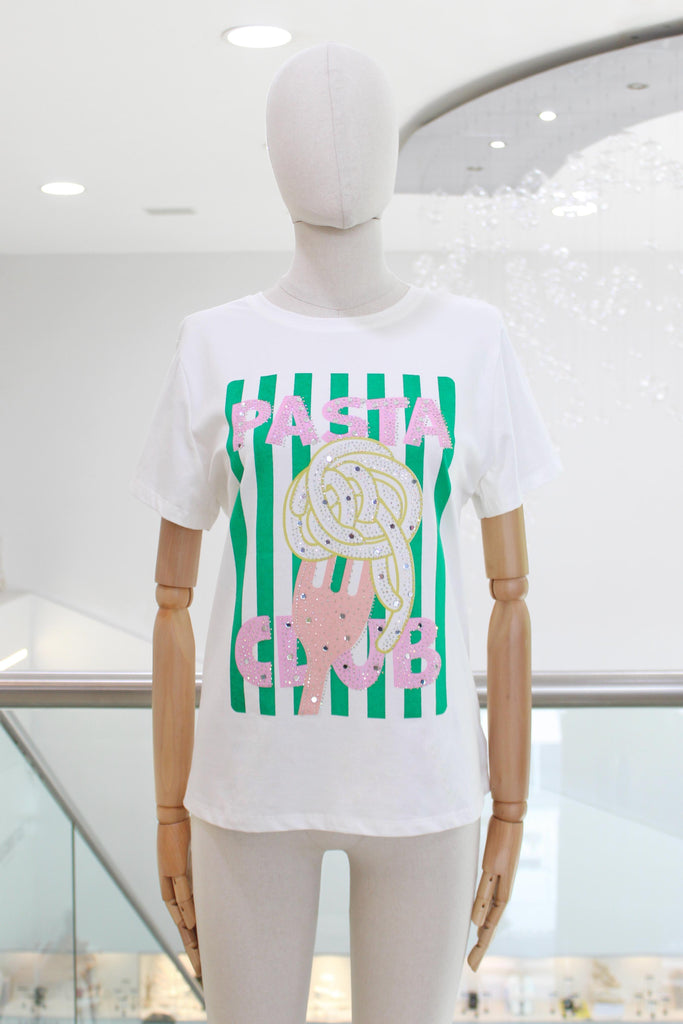 T-shirt print pasta club verde