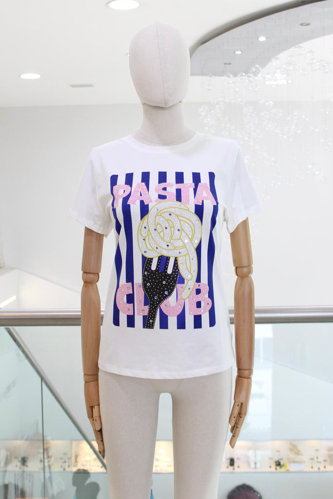 T-shirt print pasta club azul y rosa