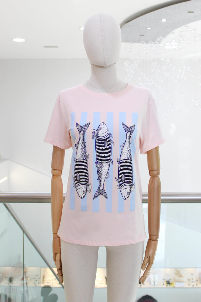 T-shirt rosa peces