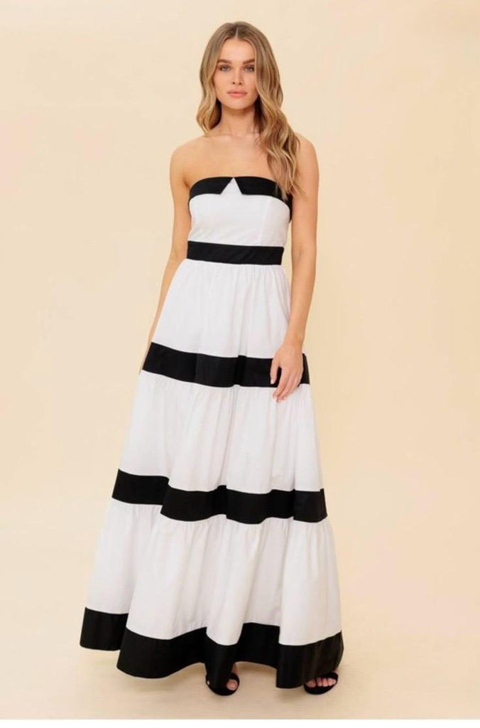 Vestido strapless B&W