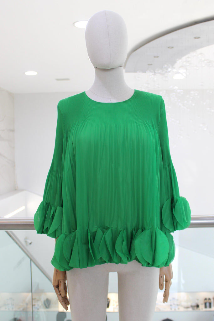 Blusa verde plisada