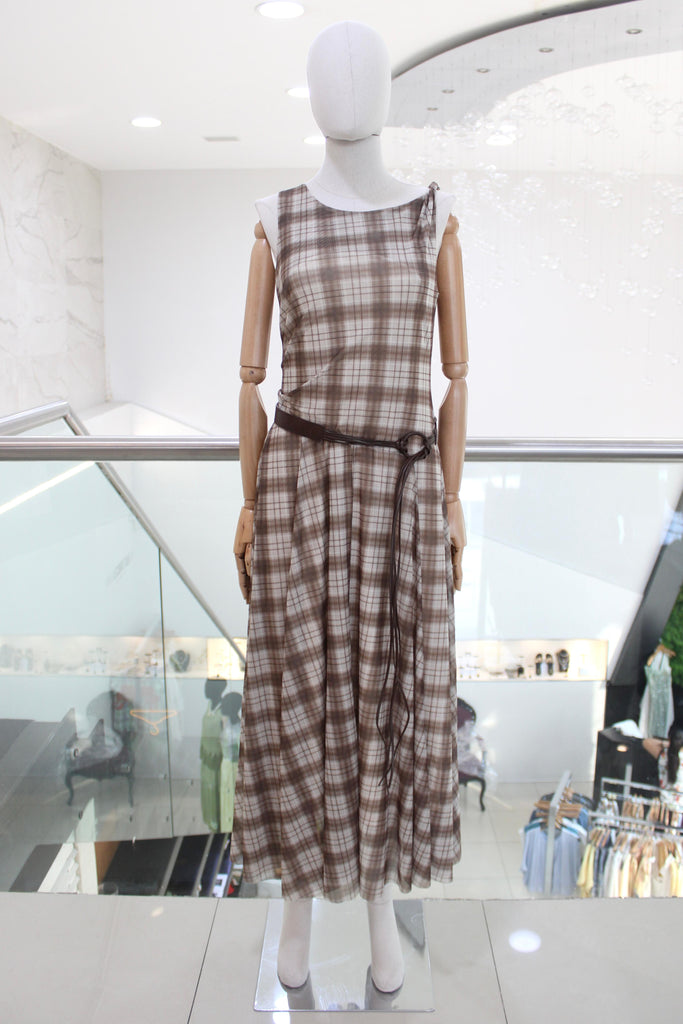Vestido cuadros café