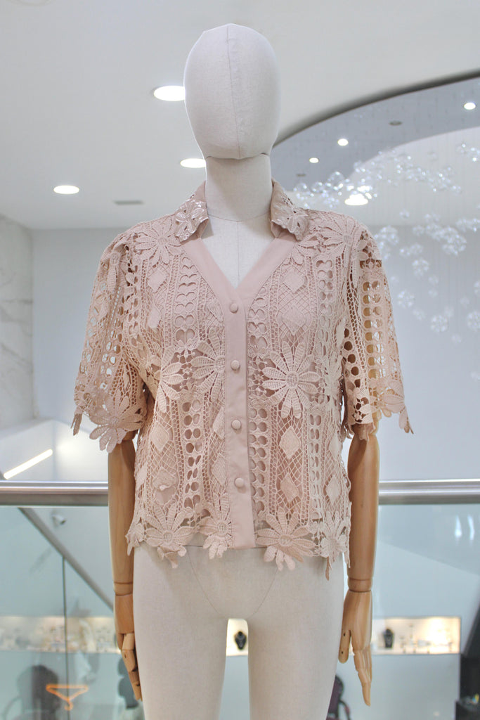 Camisa guipur palo de rosa