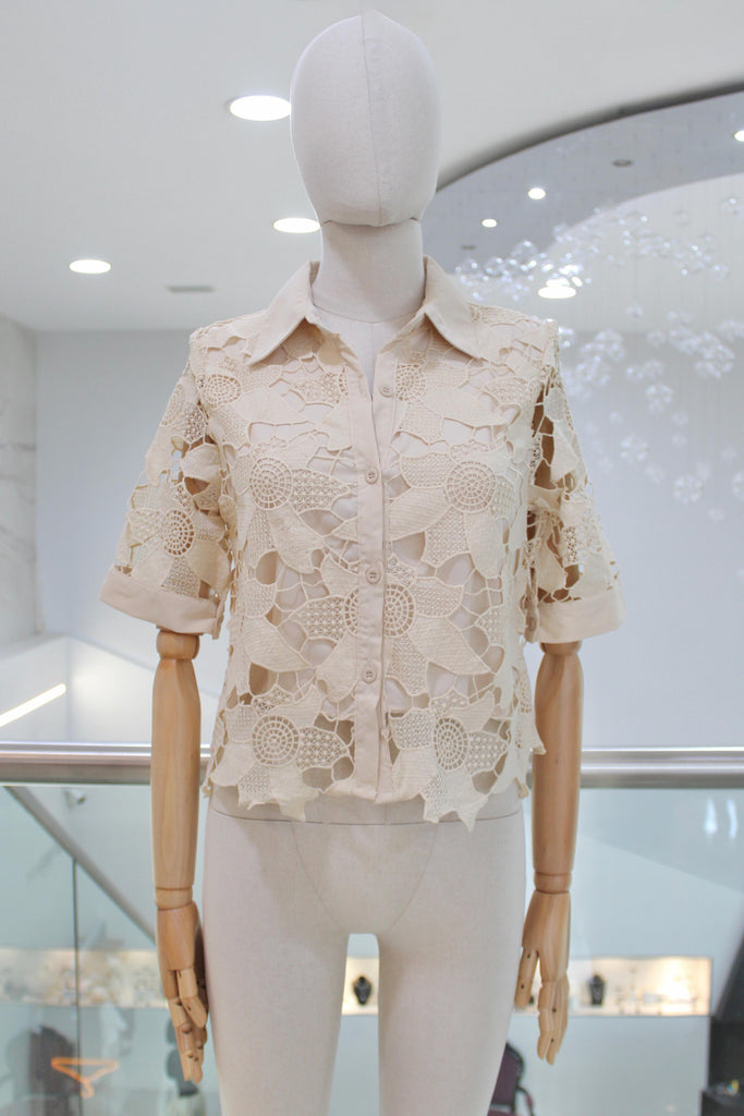 Camisa guipur beige