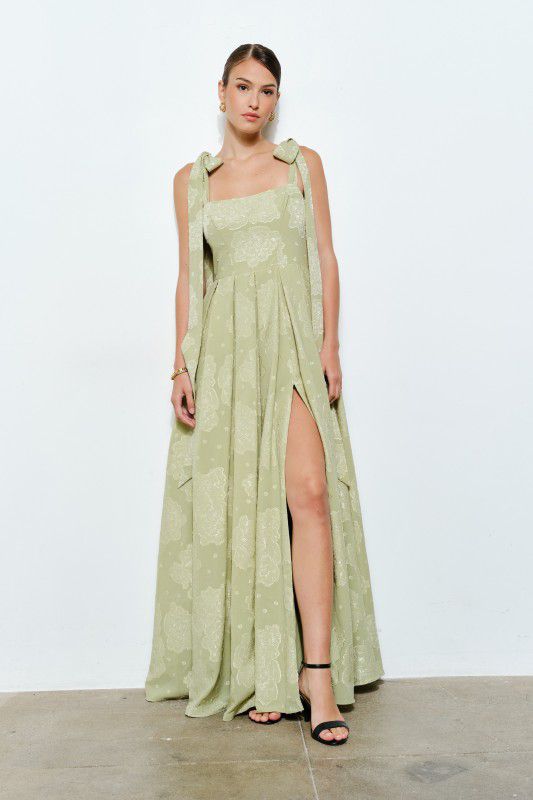 Vestido largo verde pistache