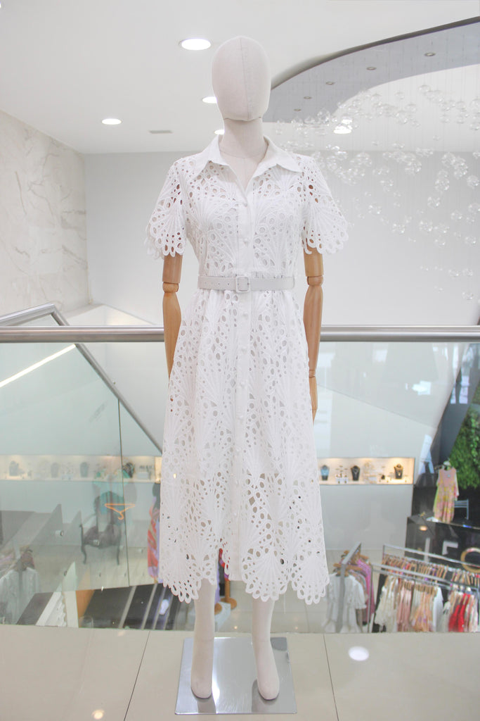 Vestido midi guipur