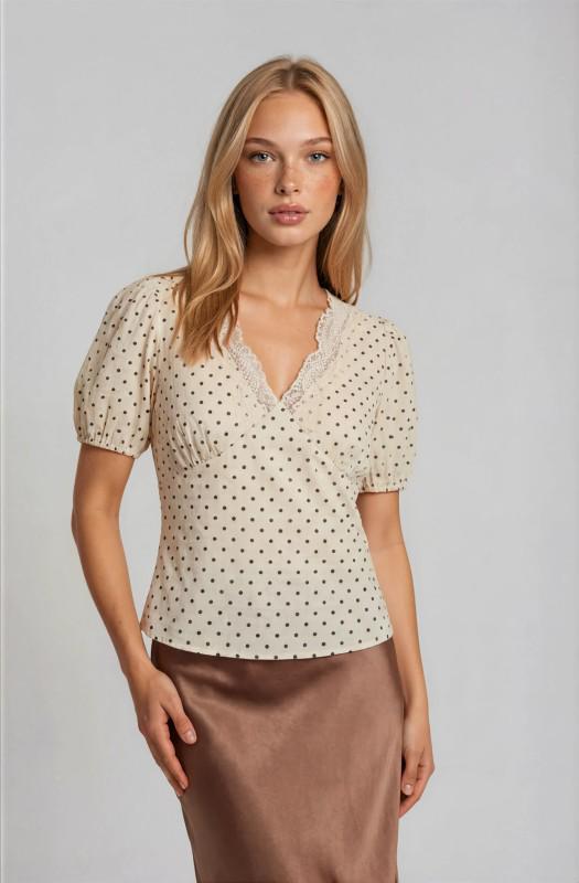 Blusa beige polka dots