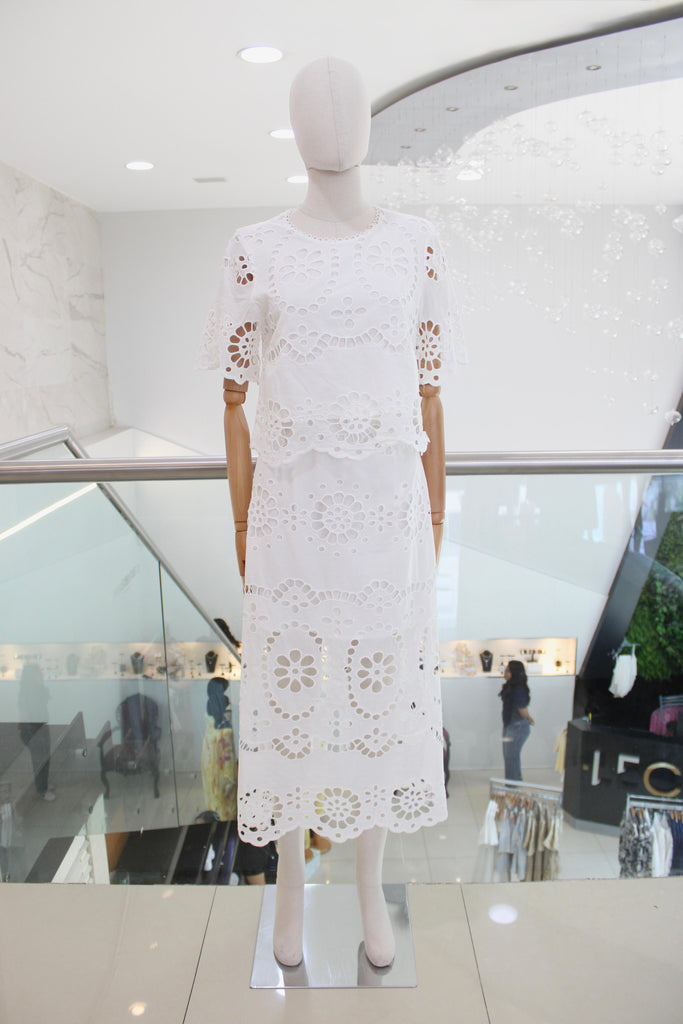 Conjunto algodón bordado floral