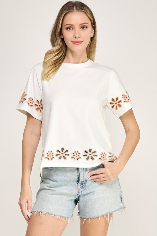 T-shirt blanca bordada