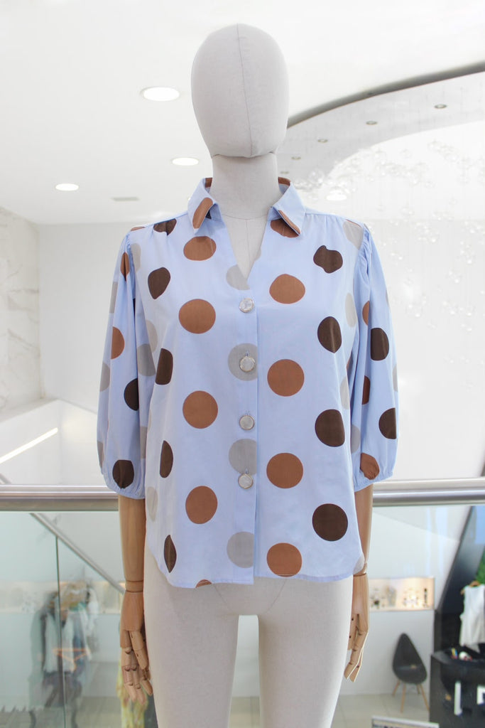 Camisa polka dots azul