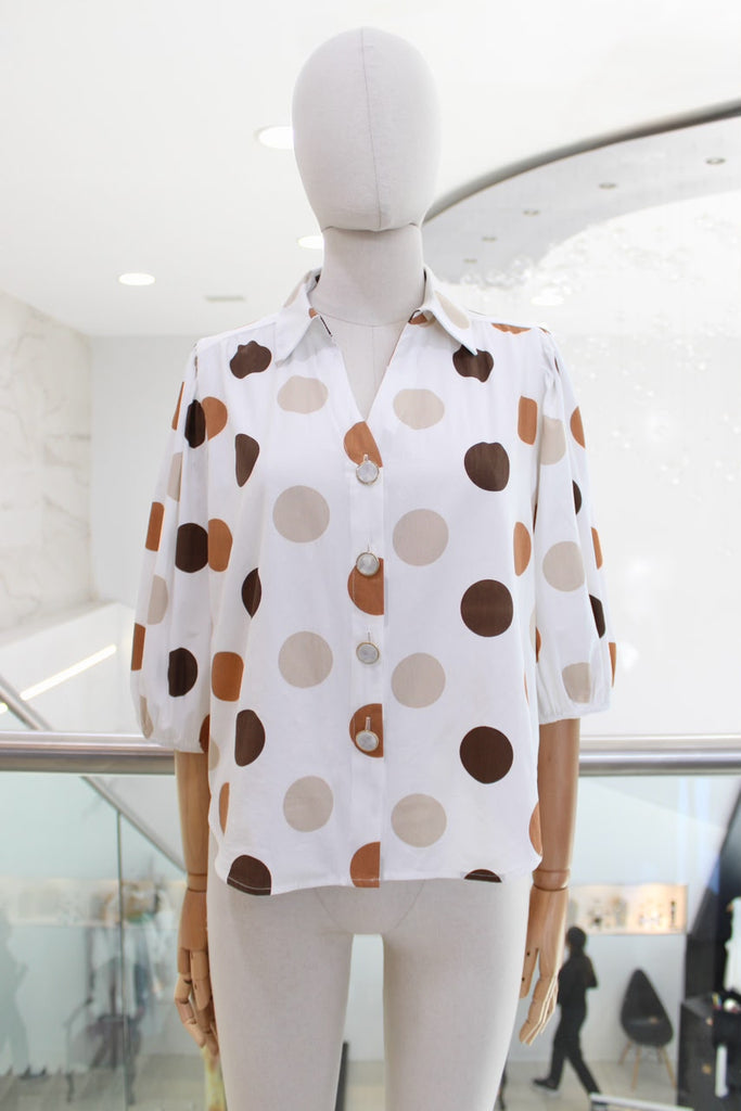 Camisa polka dots blanca