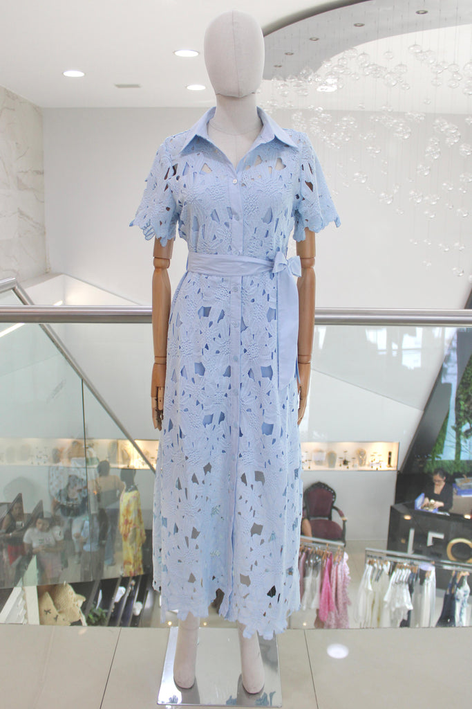 Vestido guipur baby blue