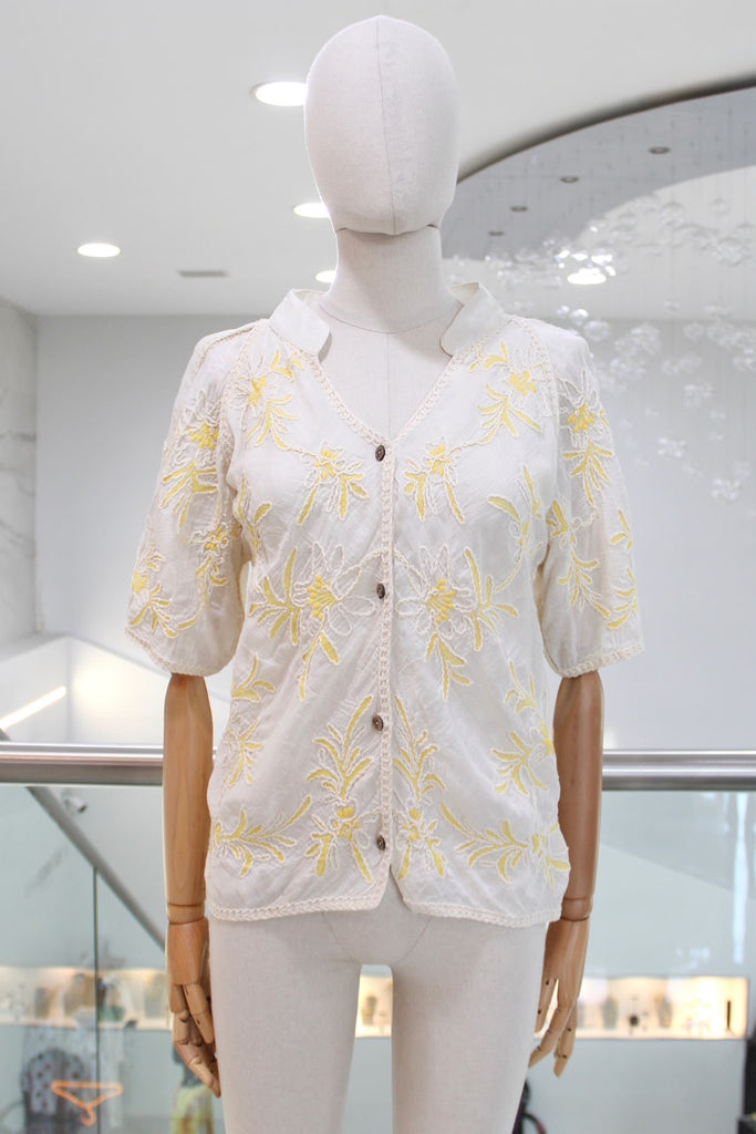 Blusa bordado floral amarillo