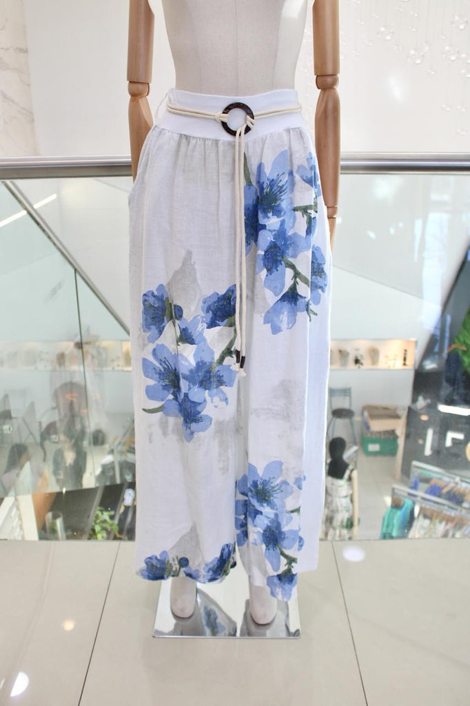 Pantalón lino floral