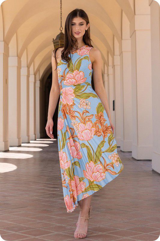 Vestido plisado asimétrico