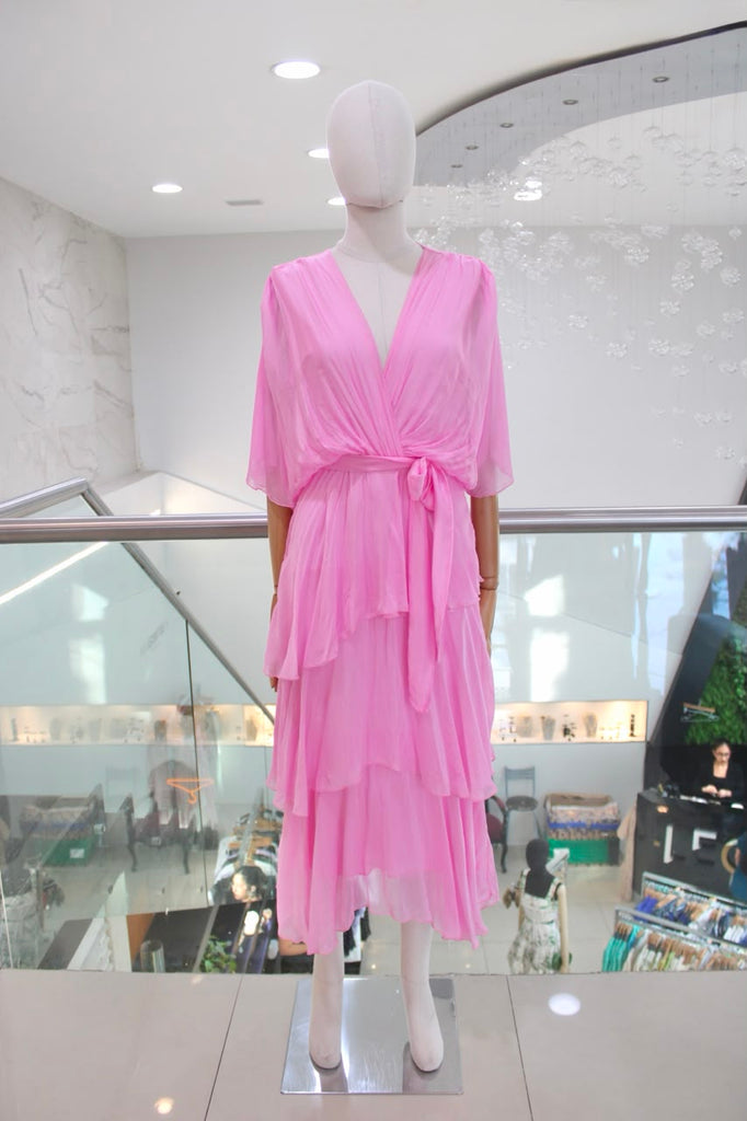 Vestido seda rosa