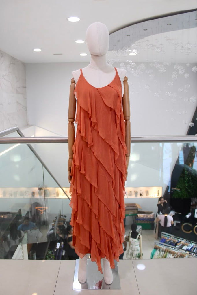 Vestido seda terracota