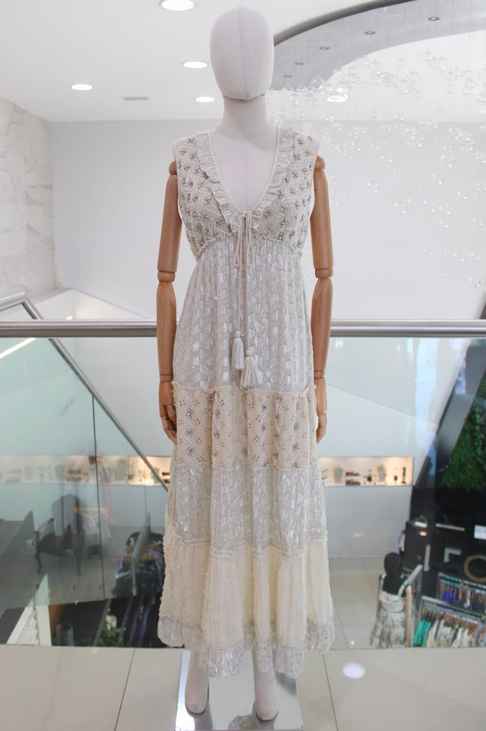 Vestido lino beige